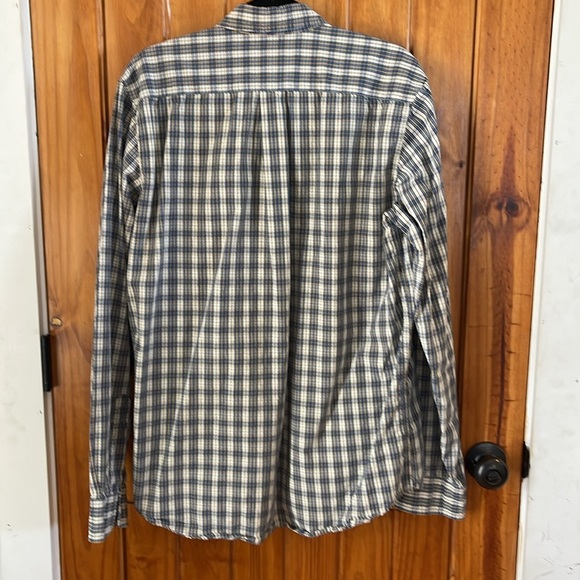 Abercrombie & Fitch Plaid Long Sleeve Muscle Shirt Button Down Medium Blue White - Picture 2 of 7